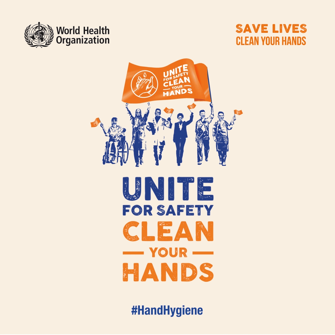 WHO hand hygiene day poster 2022 Unite for safety clean your hands